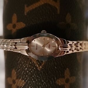 NEW Armitron Now‎ Watch Women 17mm Gold Tone Oval Dial 75/3313 New Battery 6"